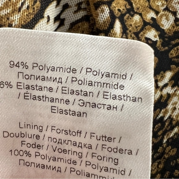 Ganni Marble Print Mesh Turtleneck Top, Brown/Cream/Yellow Multi, EU 38 US6 M - Picture 7 of 8